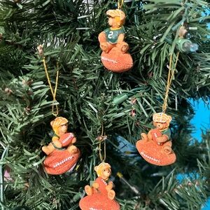 Football Fan Teddy Bear Ceramic Ornaments